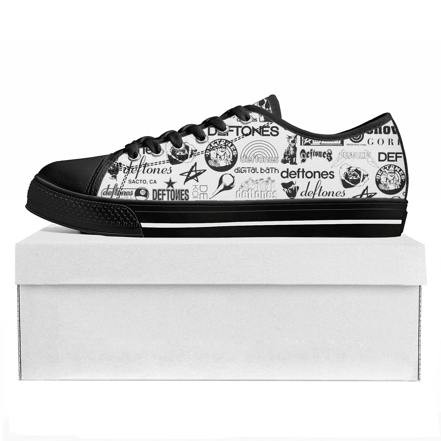 

Deftones Rock Band Low Top High Level Sneakers Mens Womens Teenager Canvas Radiohead Of The Metal Scene Skeleton Couple Shoes