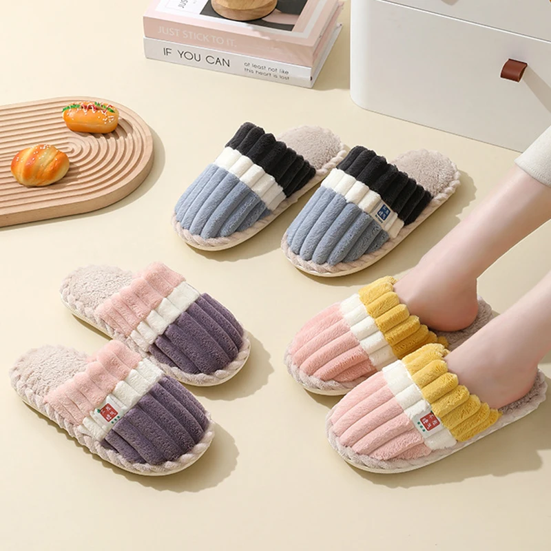 

Женские зимние тапочки; Домашние теплые плюшевые тапочки разных цветов; Нескользящие хлопковые тапочки на толстой подошве размера плюс
