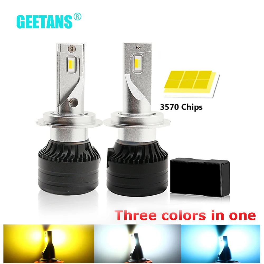 

H4 LED BULBS Headlight H7 led H1 12000LM Car Lights H8 H9 H11 9005 Hb3 3000K 6000K15000K Auto Fog Light 3 color LED Bulb 9006
