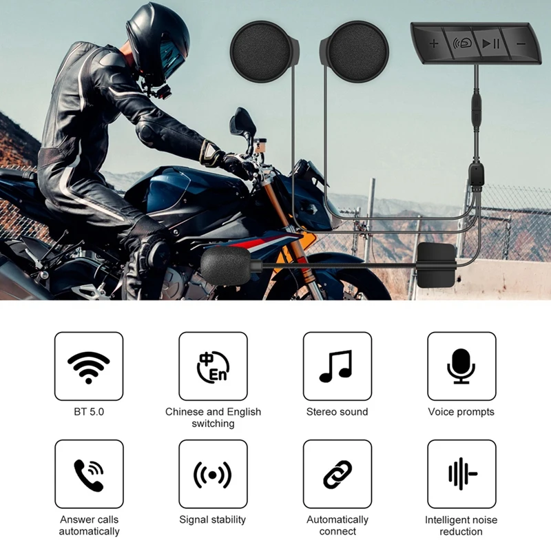 Bluetooth-гарнитура для мотоциклетного шлема M7 с микрофоном и шумоподавлением