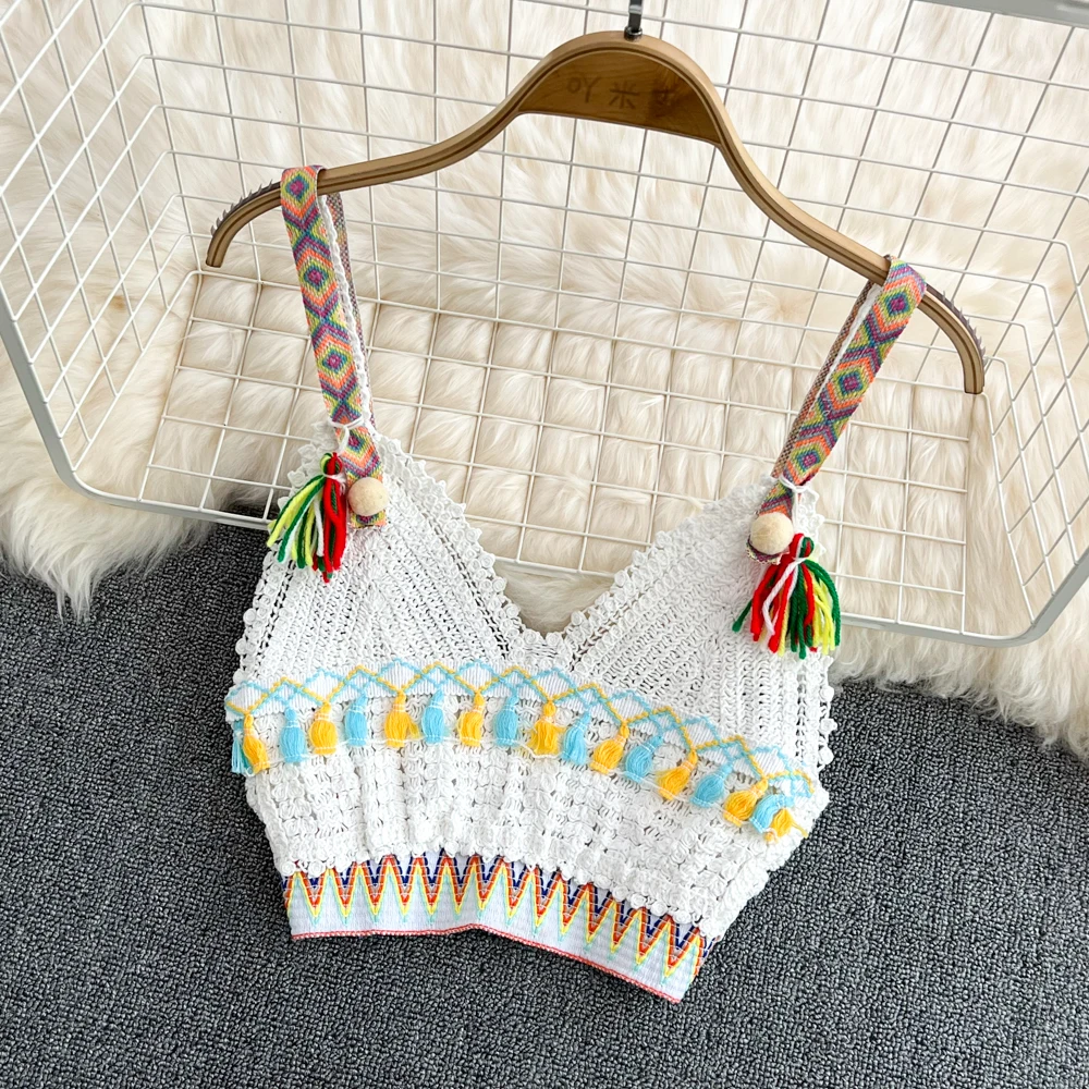 Летний женский костюм в стиле бохо из двух предметов сексуальный пляжный с