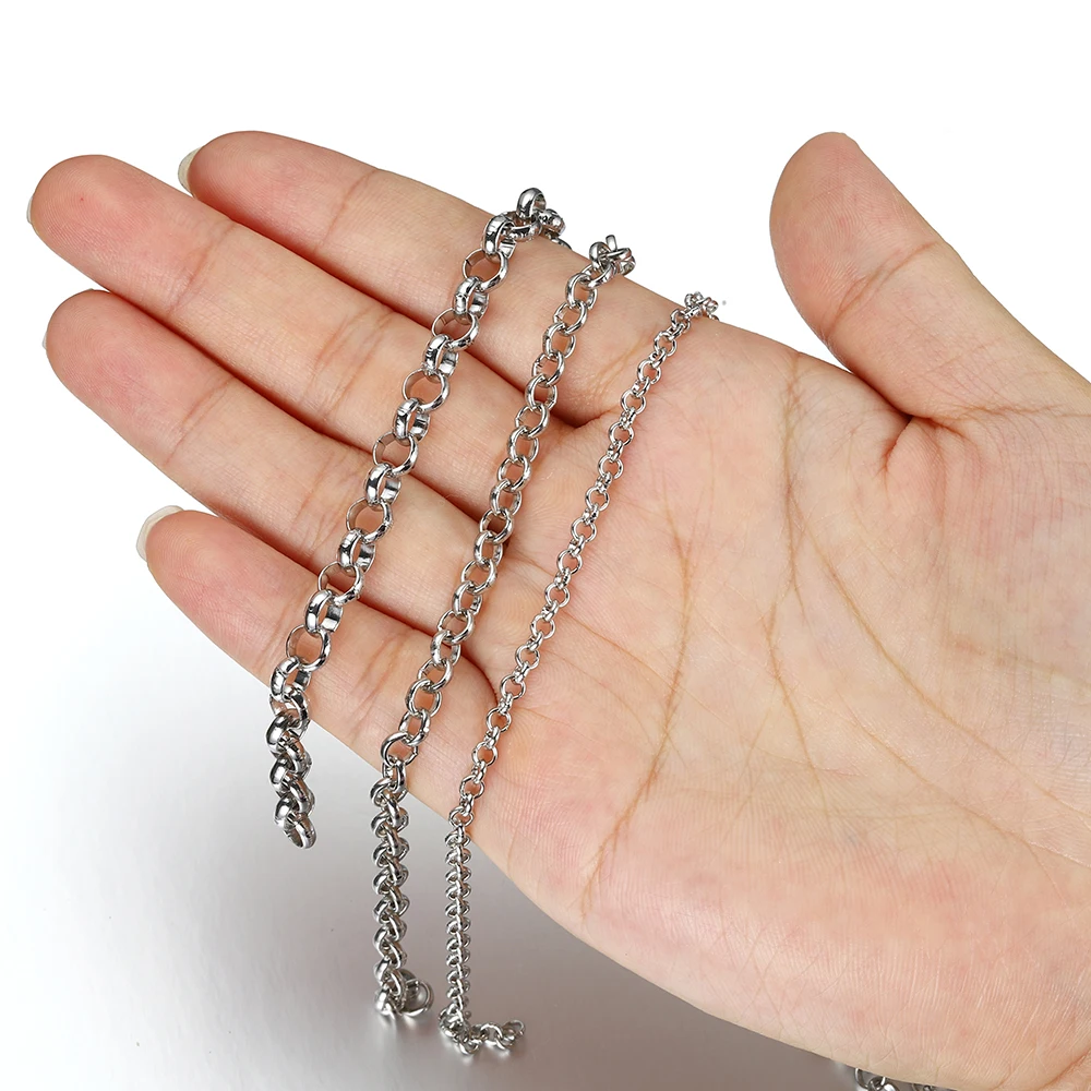 2 Meter DIY Necklace Chain 3.2/4.8/5.8mm O Shape Chains Multi Color Bulk Metal Cable Link for Bracelet Jewelry Making Supplies