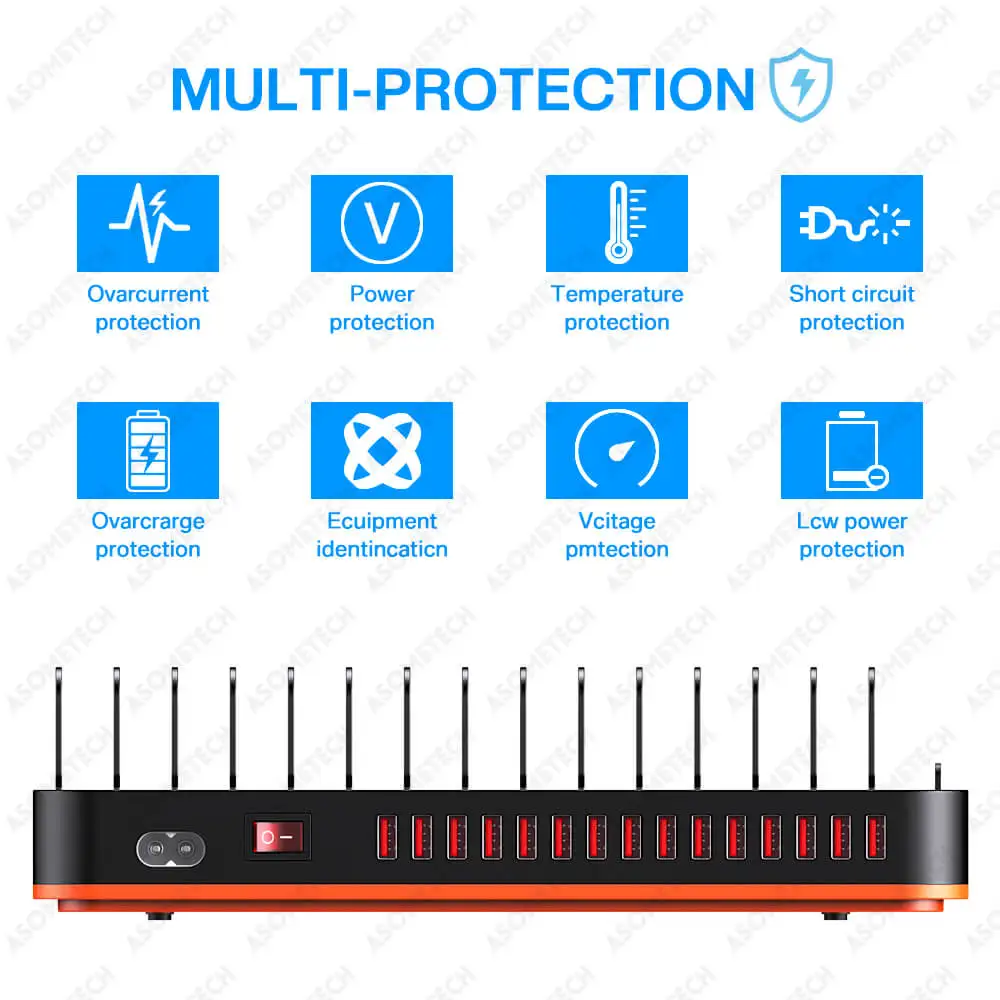 100W Multi USB Charger Carregador 15/20 Ports USB Charging Station For IPhone 12 13 Pro Max Ipad Samsung Tablet Multiple Devices images - 6