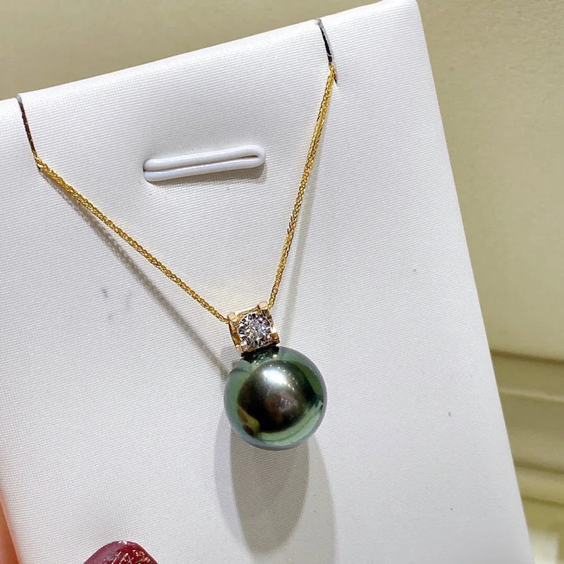 Очаровательный кулон из натурального черного жемчуга 11-12 мм бесплатная доставка