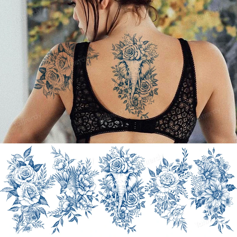 

Татуировки Juice Ink, боди-арт, стойкая водостойкая временная татуировка, наклейка, линия, пионы, цветы, искусство, роза, тату для женщин