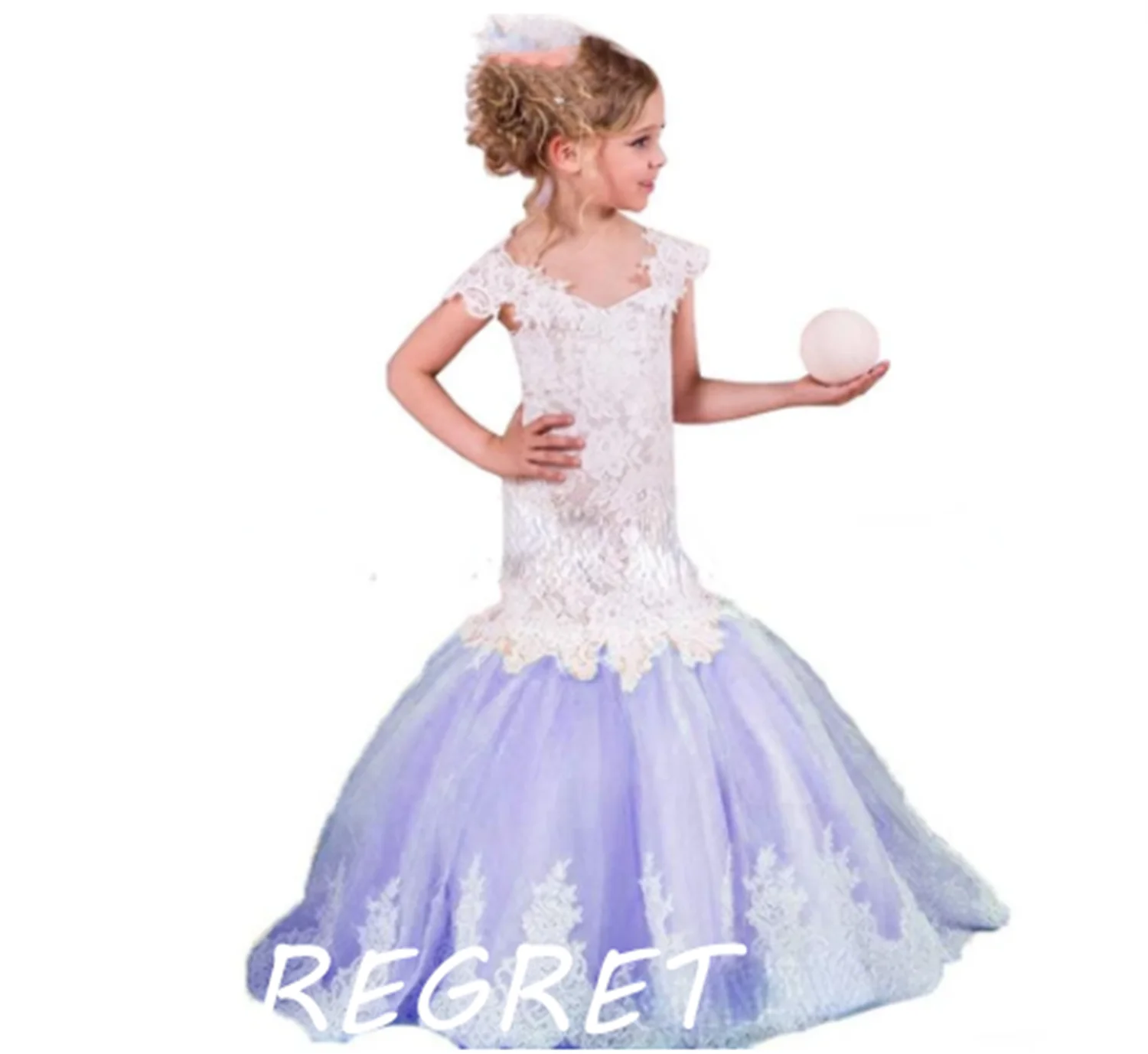 

Mermaid Flower Girl Dresses For Wedding Spaghetti Lace Floral Appliques Tiered Girls Pageant Dress Kids Birthday Party Gown