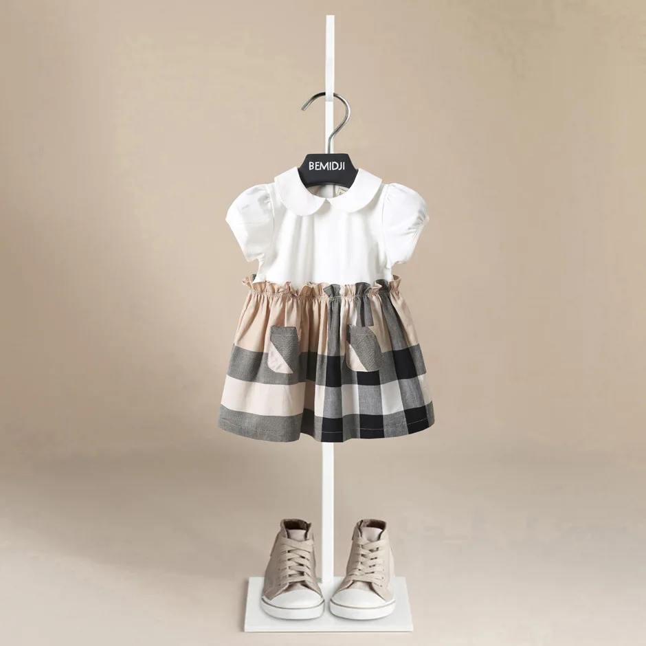 

Summer Girls Dress White Doll Lapel Children's Dress Short-sleeved Cotton Children's Princess Dress Kids Dresses for Girls