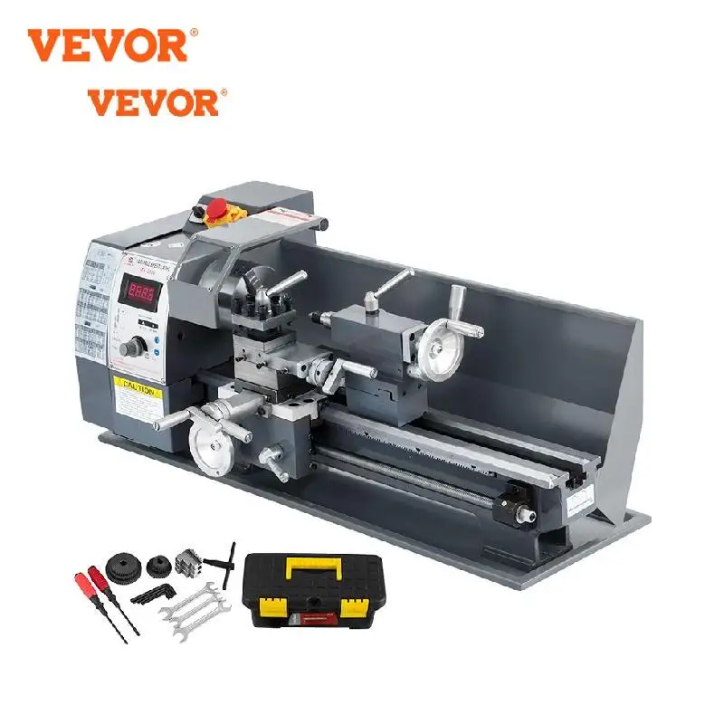 

VEVOR 750W Mini Metal Lathe Machine 8x16 inch 220V Bench Top Variable Speed Digital Display for Metal Drilling Turning Threading