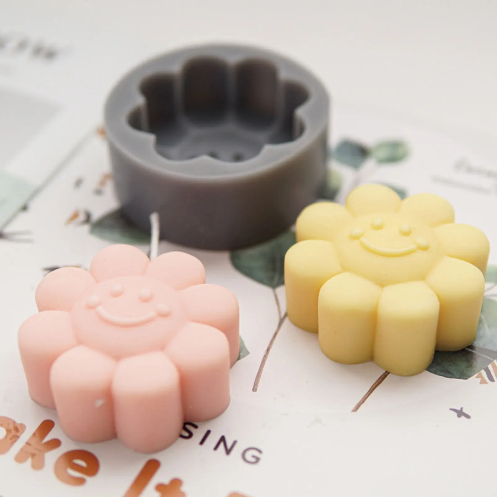 Форма для ароматерапии свечи смайлик цветок 3D силиконовая форма