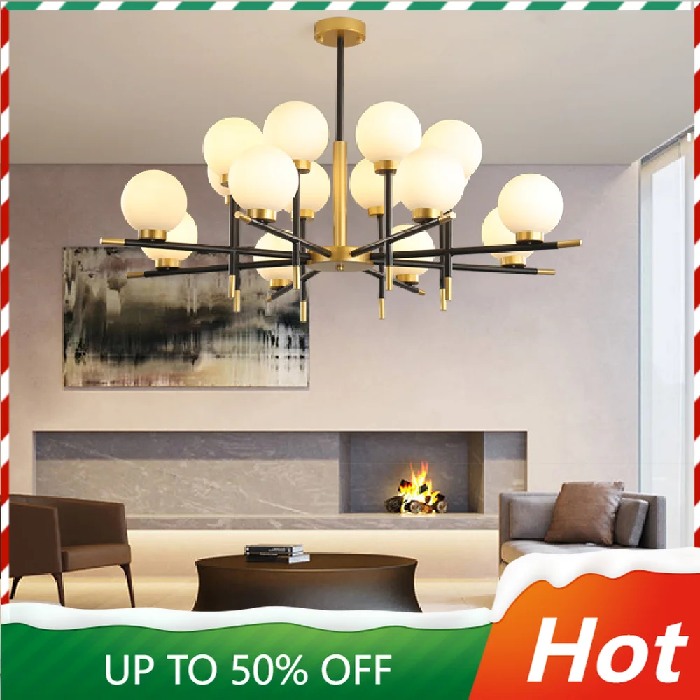 

Modern LED chandeliers lighting Iron suspended lamps luxury deco fixtures living room glass luminaires bedroom hanging lights