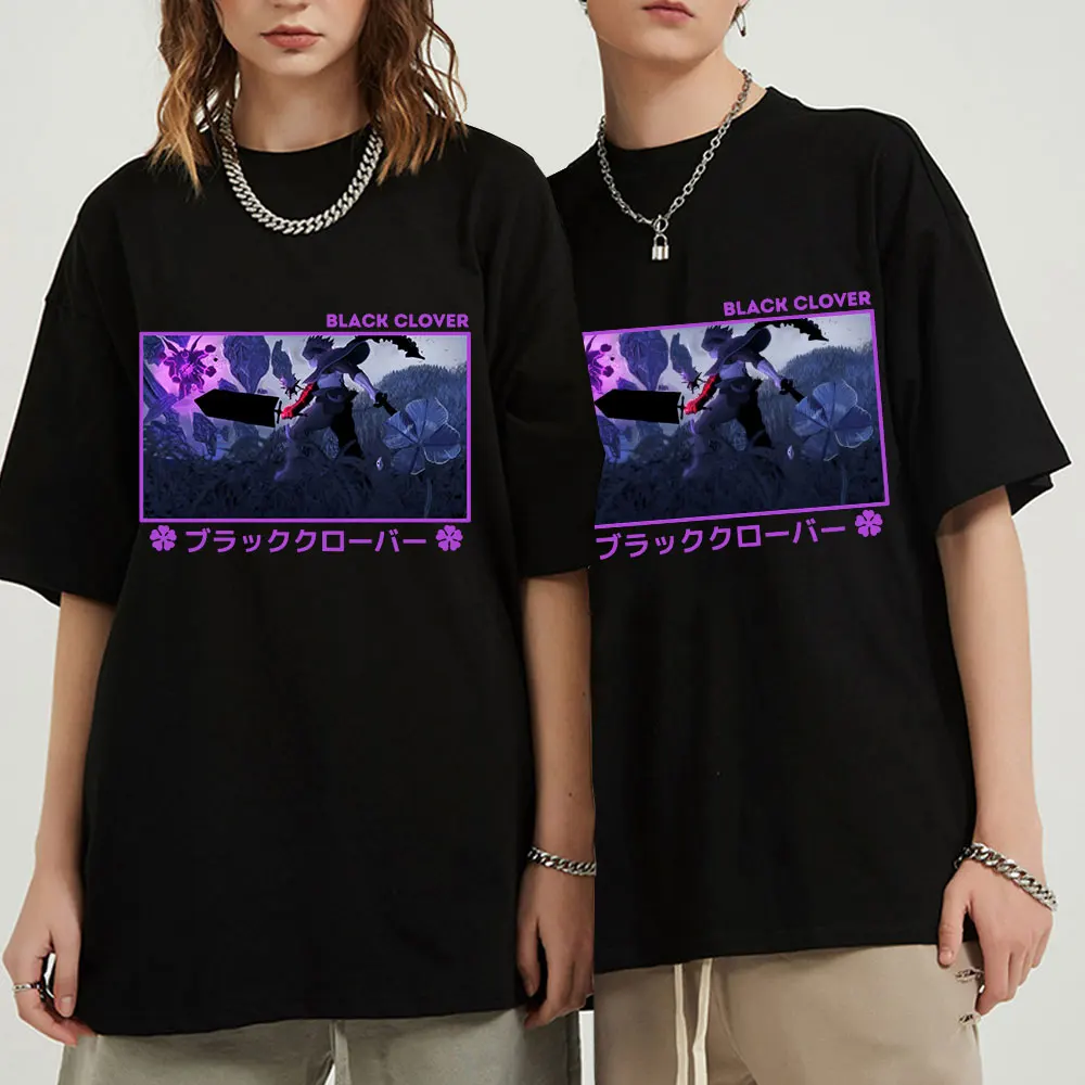 

Японская забавная футболка с рисунком манги Аста, черного клевера, Мужская футболка с рисунком аниме в стиле Харадзюку, крутая уличная футб...