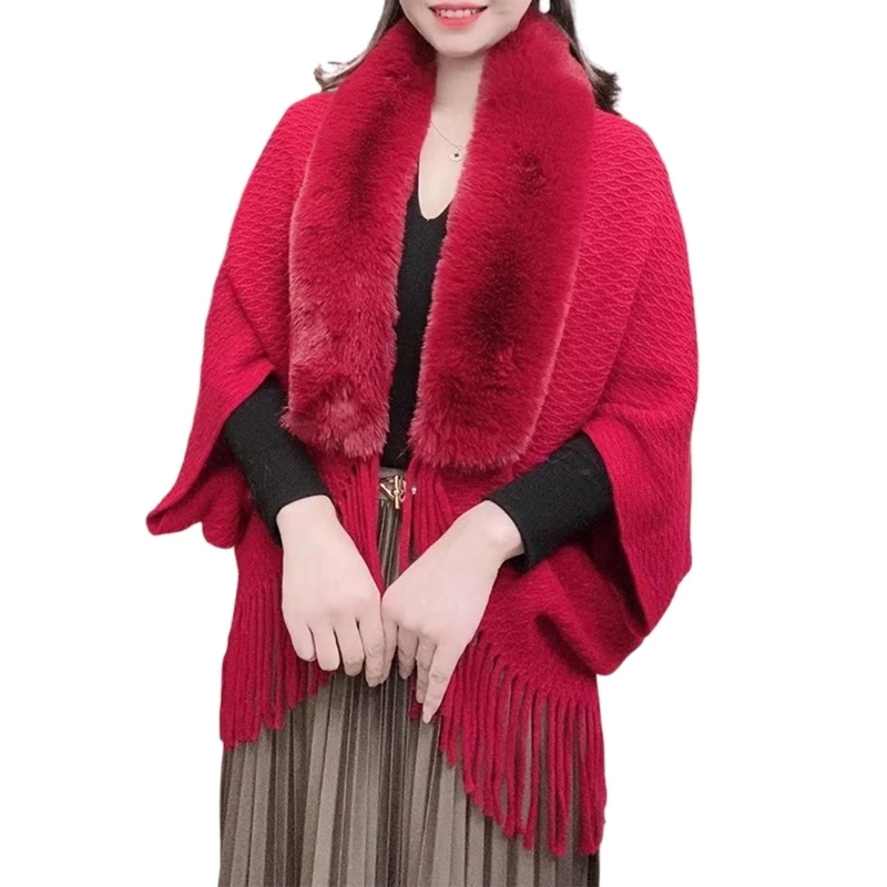 Сплошной цвет шаль с большим воротником плюшевая зимнее пальто из