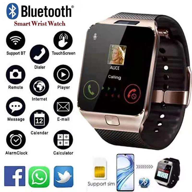 

DZ09 Connect Men Smartwatch Sim Card Call Phone Smart Watch 2023 Facebook Twitter Whatsapp Sync Sport Waterproof Pedometer Smart