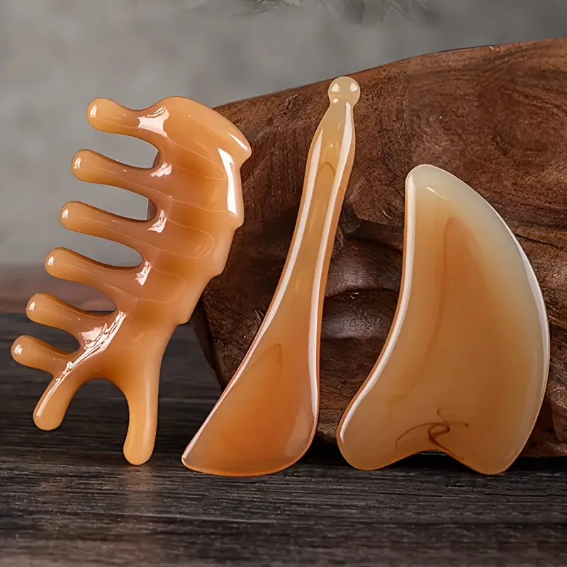 Набор Из 3 Предметов Для Массажа Гуа Ша Скребки Лица Смолы Расслабления Мышц