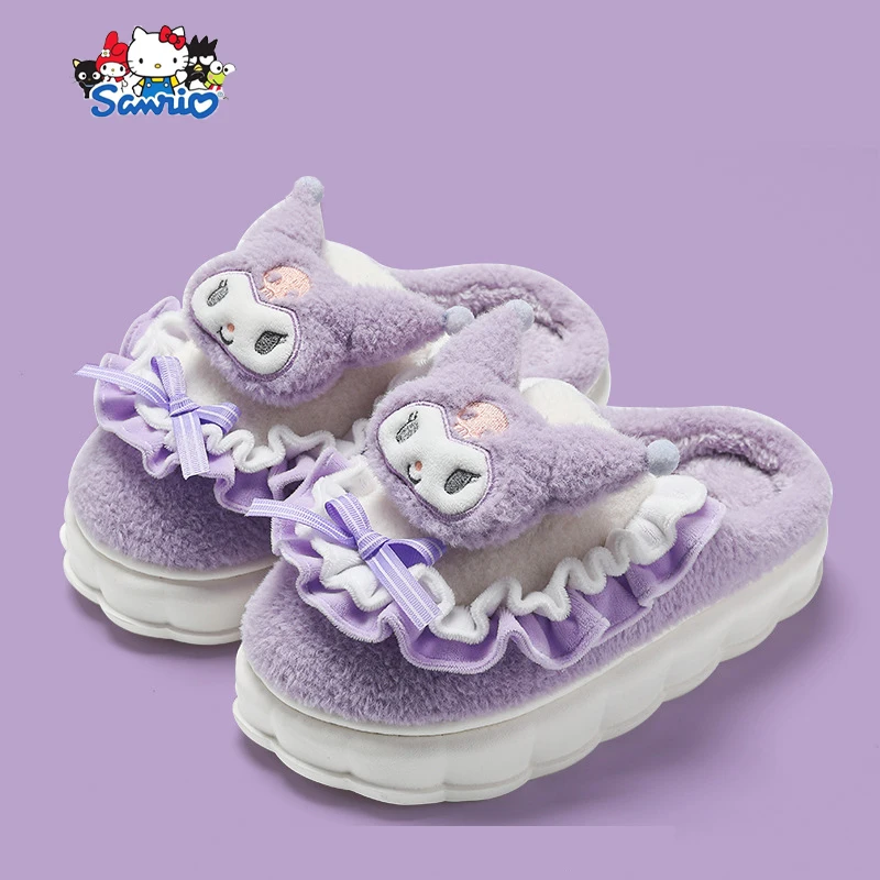 

Sanrio Kuromi Slippers Kawaii Cinnamoroll Cute Cartoon Student Bedroom Soft Padded Plush Bedroom Shoes Toys Girls Gifts