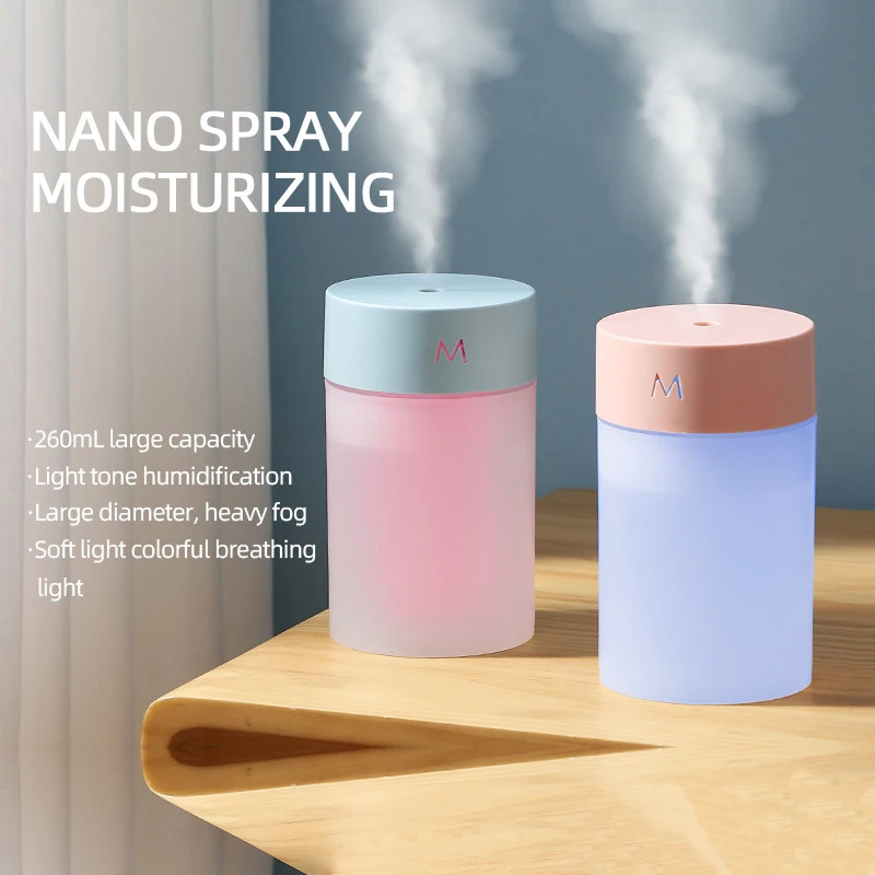 

For Xiaomi Humidifier LED Air Ultrasonic Portable Mini 260ML Aromatherapy Diffuser Sprayer USB Essential Oil Atomizer Lamp