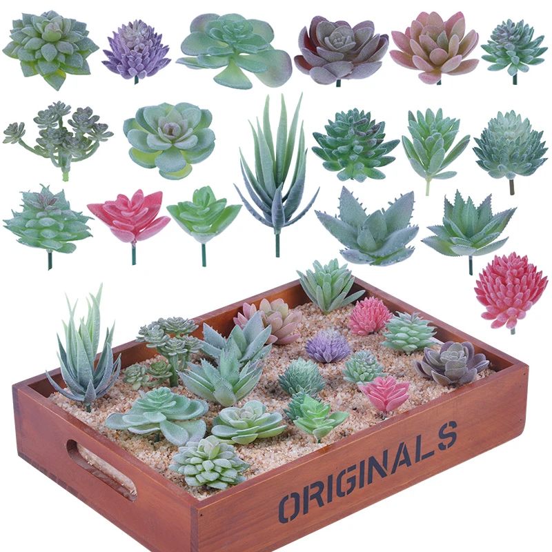 

18Pcs/Set Artificial Succulents Creative DIY Simulated Succulents PVC Fake Faux Flower Plants Home Office Decoration