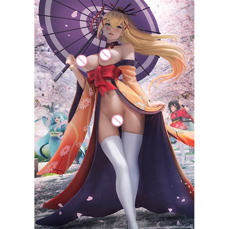 

Print Canvas Game Yellow Kimono Warrior Nude Sexy Girl Art Poster 40x60 50x70 60x90 Custom Living Room Bedroom Hanging Picture