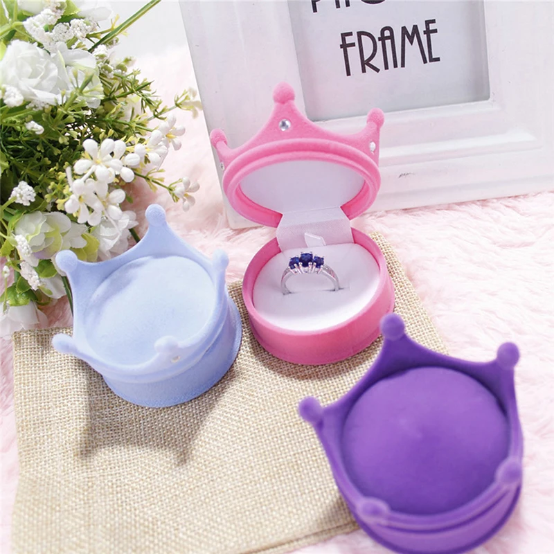 

Velvet Jewelry Storage Box Crown Star Shell Ring Necklace Earring Organizer Case Flannel Lovely Cute Gift Package box