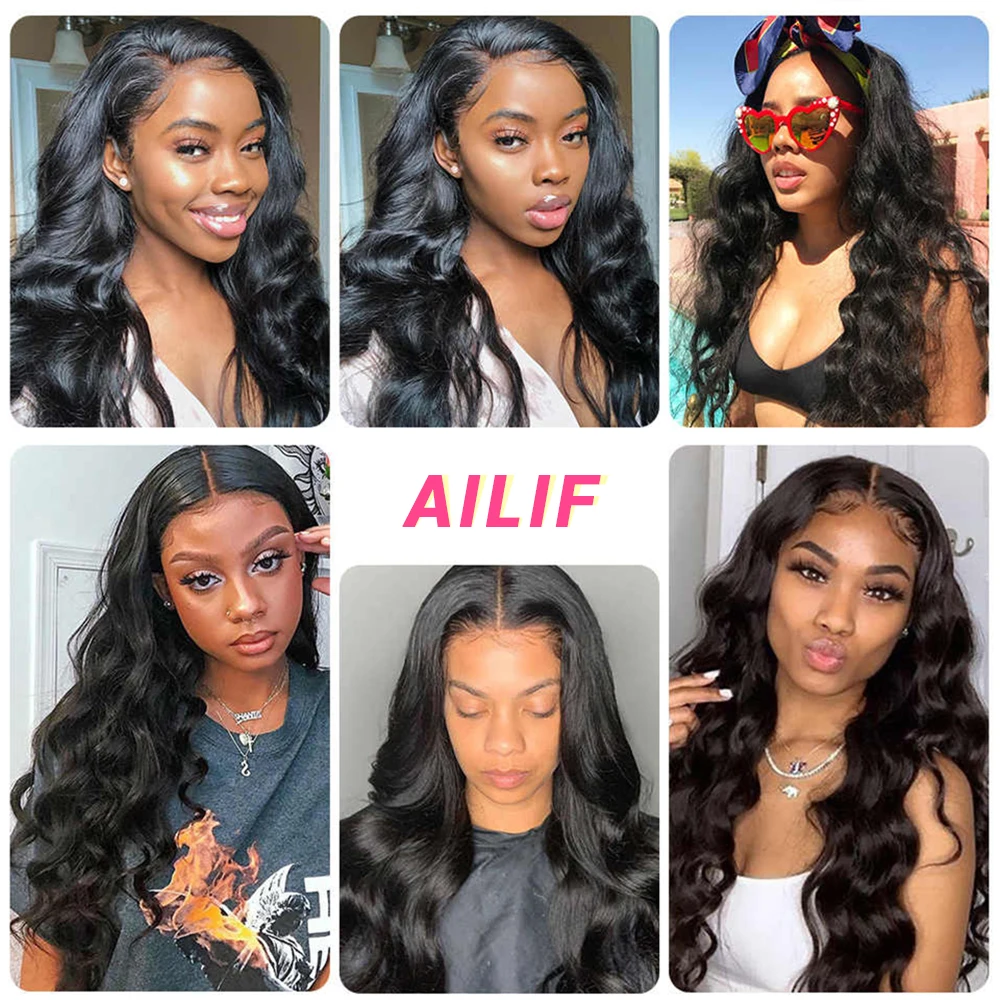 AILIF Human Hair Weft Body Wave Hair Bundles 24 26 28 Inches Brazilian Remy Hair Extentions 1/3/4Pcs/lot Wavy Hair Bundles