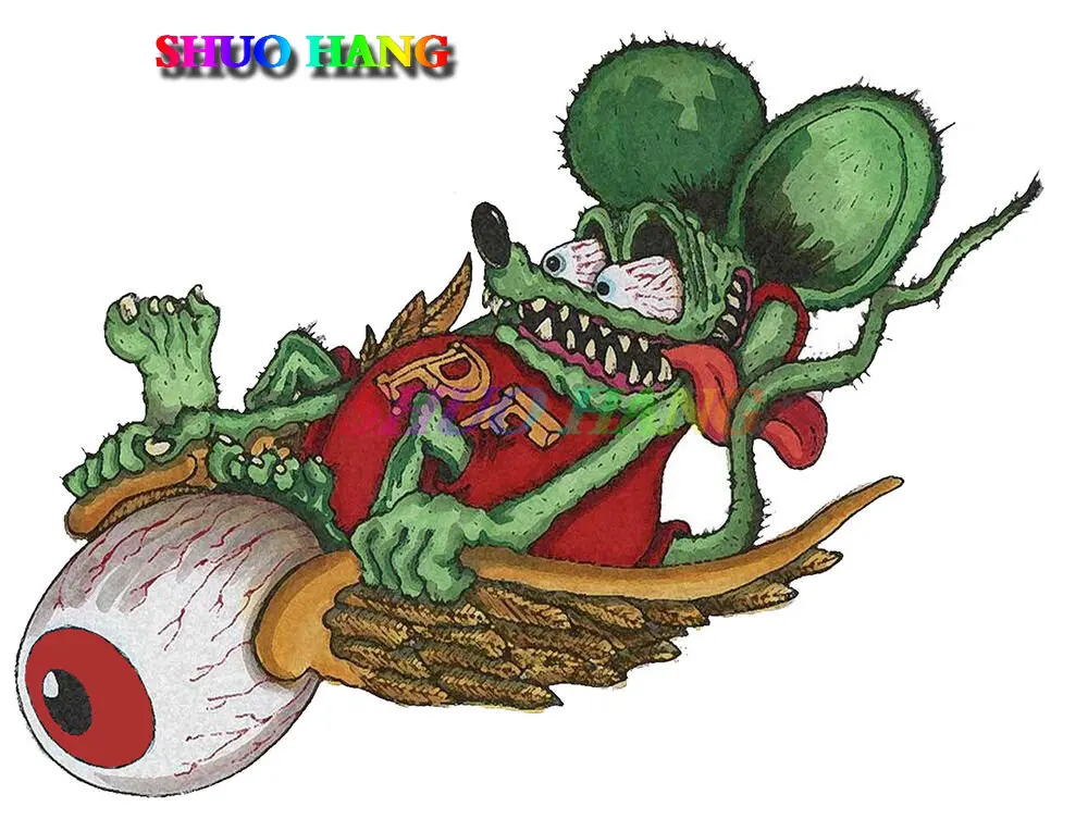 

Rat Fink Nations Bad Wolf Rat Fink The Bird Red Eye Popeye Wild Child Виниловая наклейка Наклейки Автомобильные гонки Скейтборд Шлем Наклейка