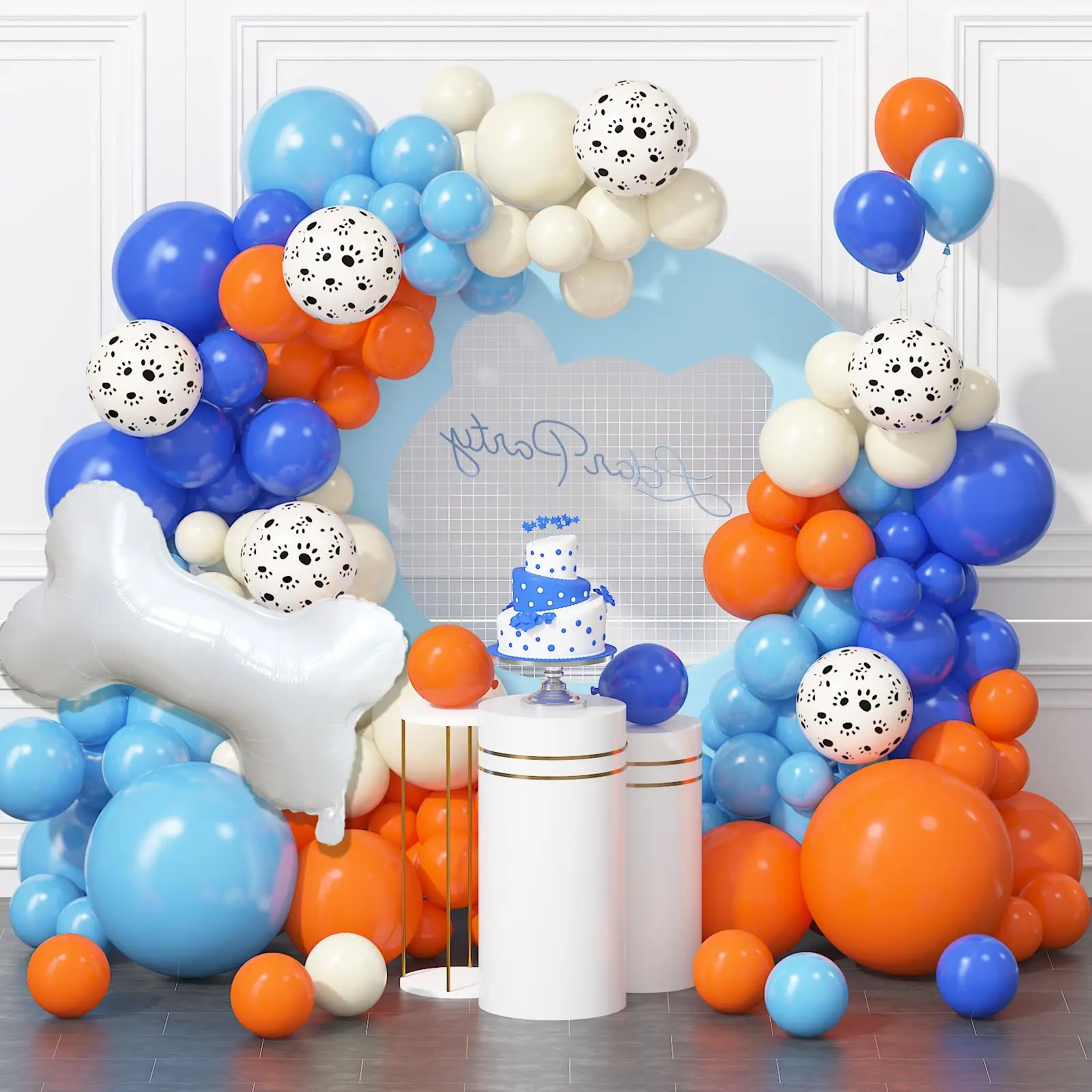 Синие желтые красные воздушные шары украшение в виде кости лапы вечерние arche день