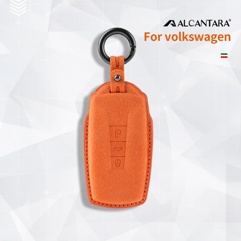 

Alcantara High-quality Car Remote Key Case Cover Shell For VW Volkswagen 2018 - 2021 Touareg 3 Button Keychain Accessories