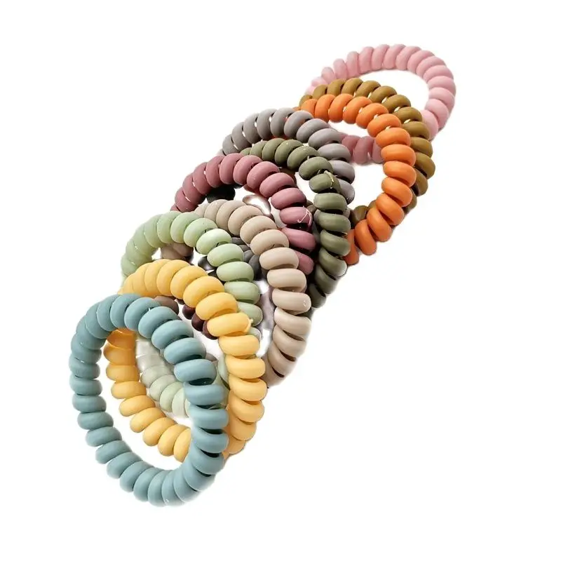 

5 Pcs Telephone Line Hairbands Matte Elastic Bands For Girl Ring Hair Accessories Mix By Random