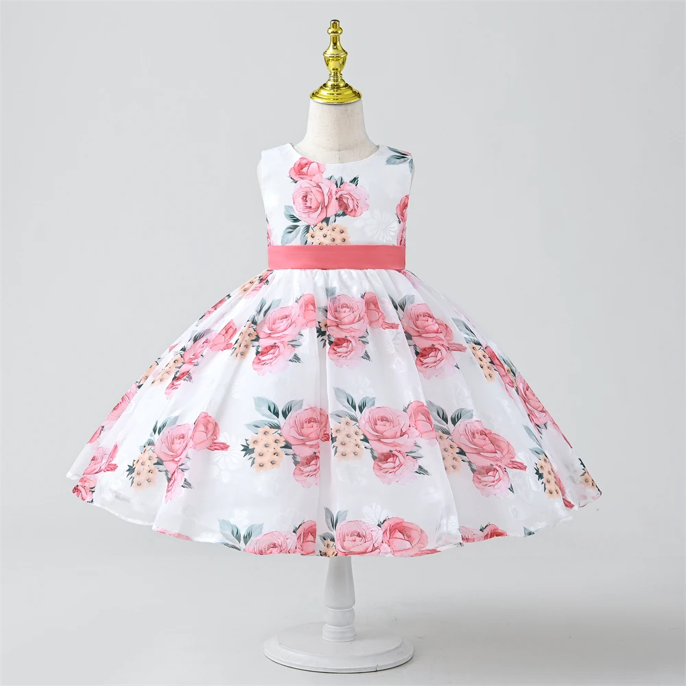 Детское платье с цветочным принтом на возраст 5-9 лет