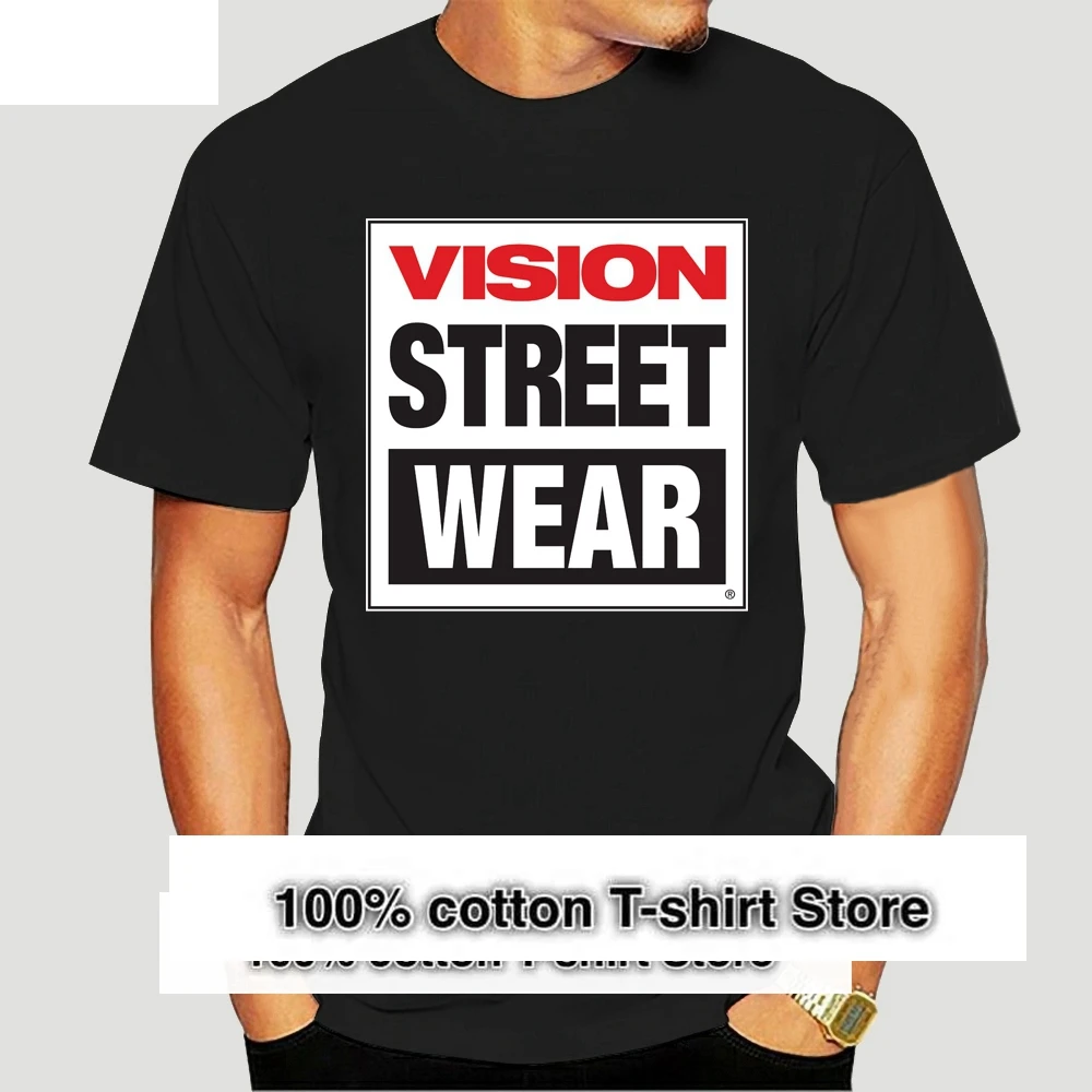 

New Vision Street Wear Skateboard - Custom Men Black T-Shirt Tee-2034A