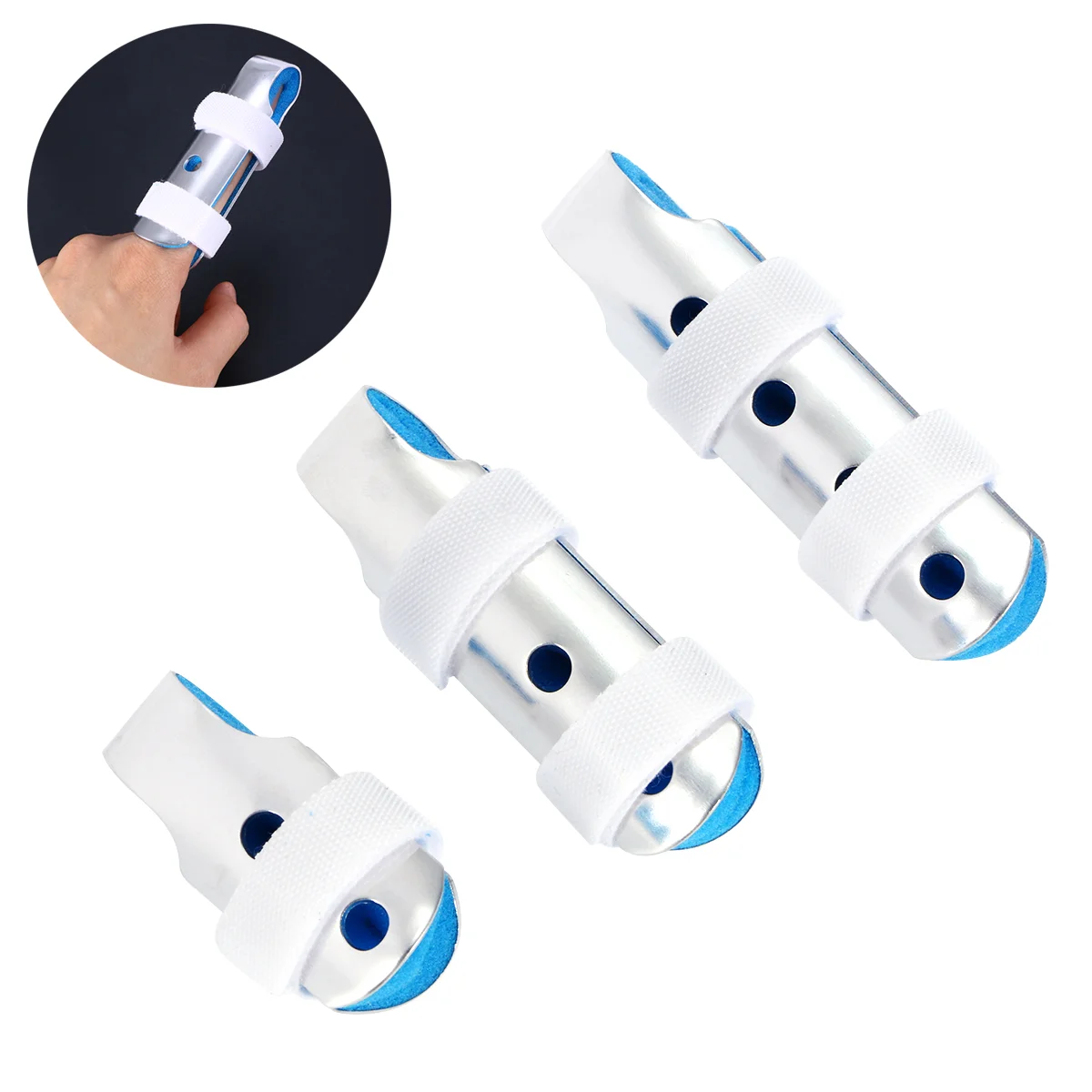 

3-Size Pack Finger Splints for Finger Immobilization of Adults and Children with Interior Loop Straps and