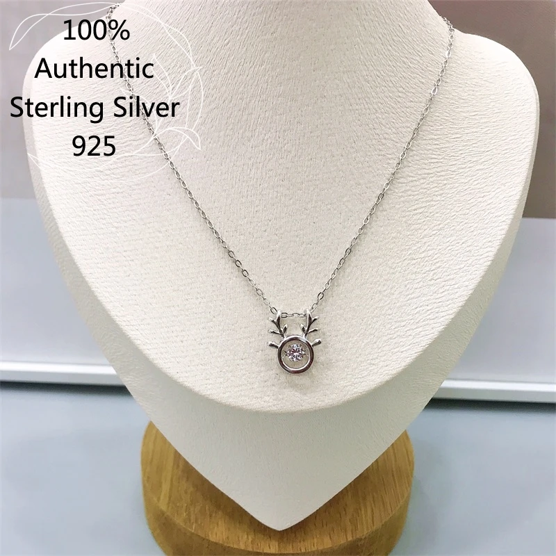 

Crystal Antler Beating 925 Sterling Silver Cross Necklace Chain For Women Luxury Collares Para Mujer Jewelry Colar Feminino 2022