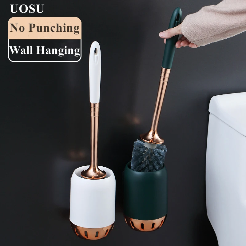 

UOSU luxury soft fur Toilet Brush Quick Draining Clean Tool Wall-Mount Or Floor-Standing Cleaning Brush Bathroom Accessories