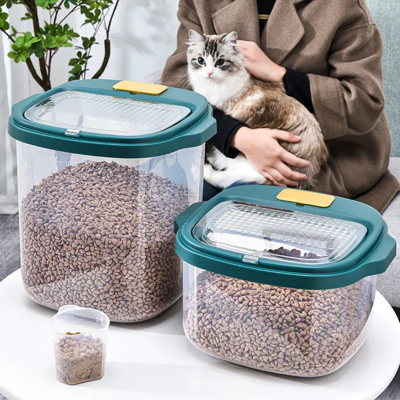 

Контейнер для хранения пищевых продуктов для домашних животных контейнер для сухого корма для кошек влагостойкий пакет герметичный с мерн...