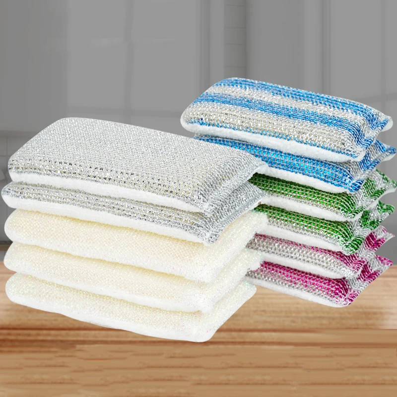 

Double Sided Microfiber Bamboo Fiber Sponge Wipe Non-stick Oil Dish Towel Dishcloth Kitchen Household Cleaning Brush Pot Brush