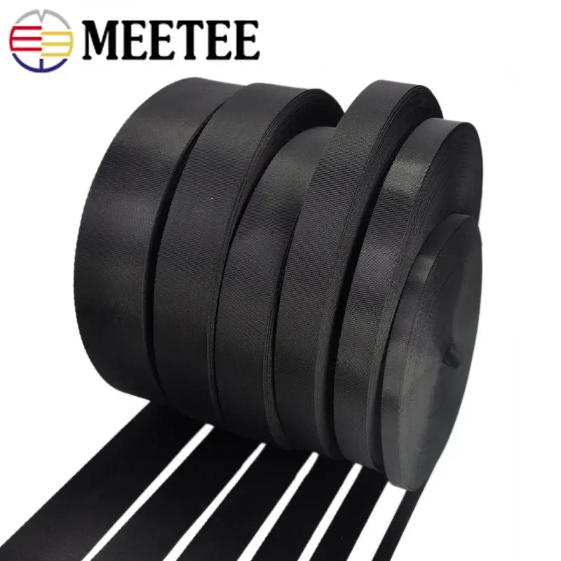 

5Meters Meetee 10-100mm Black Nylon Webbing Band Bag Backpack Strap Pet Collar Belt Tape DIY Garment Ribbon Sewing Accessories