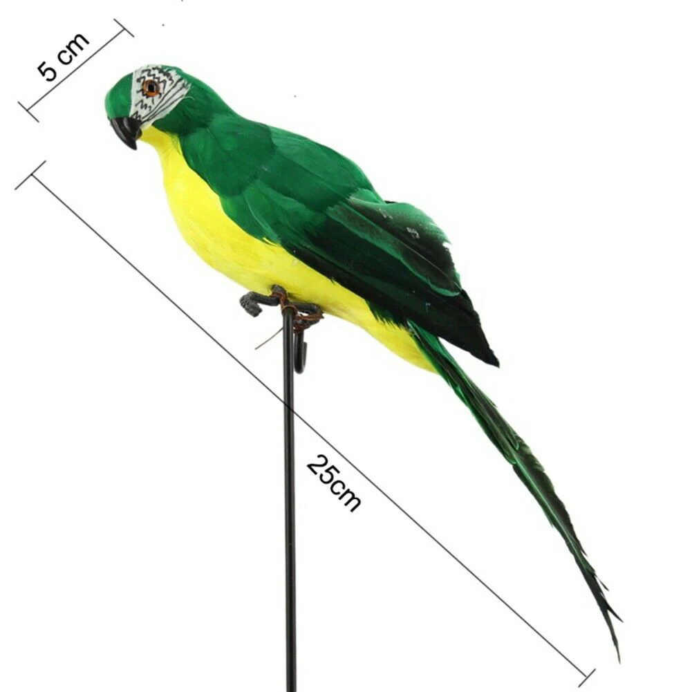 

25cm Artificial Fake Parrot Lifelike Feathered Bird Imitation Garden Ornament For Home Hotel Decorations Festive Atmosphere