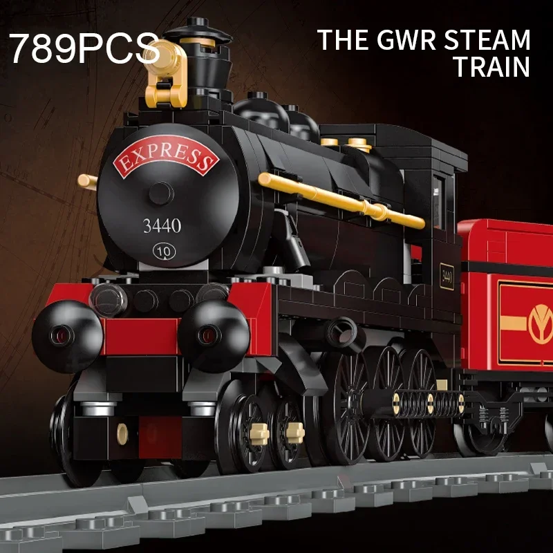 

789PCS Steam Train City Heavy Freight Train Rails Assemble Model Bricks Toys Creative Desktop Decoration Children Christmas Gift