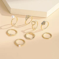 8pcs punk gold color rings set for women girls fashion irregular finger thin rings gift 2022 female knuckle jewelry party