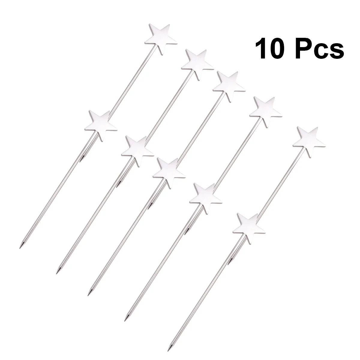 

10 Pcs 304 Stainless Steel Cocktail Picks Rustproof Star Shaped Fruit Picks Dessert Picks for Dinner Party Banquet (Silver)