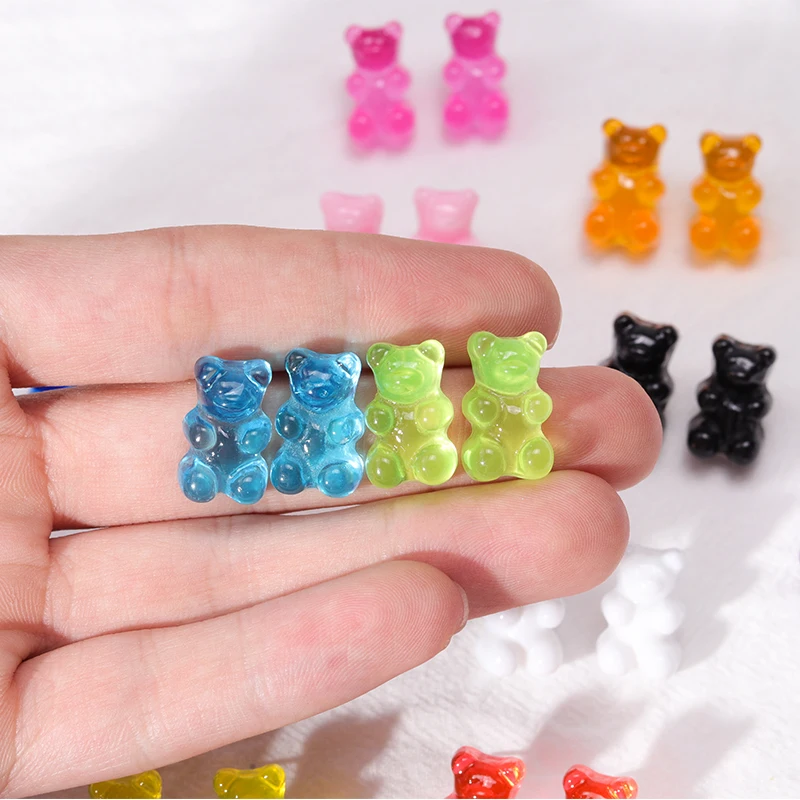 New Candy Colors Cute Gummy Bears Studs Earrings for Women Fashion Statement Animal Pendant Earrings Girls Party Jewelry Gifts images - 6