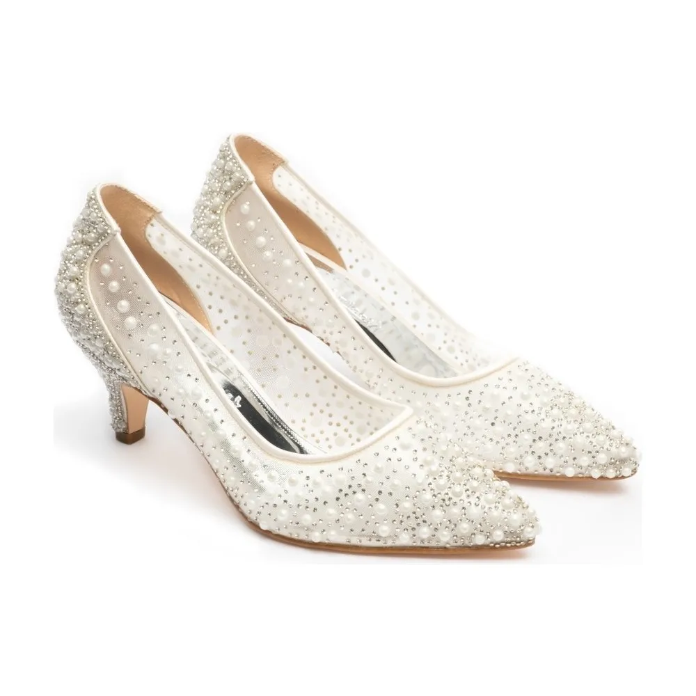 

Dorlie White Pearl Low Heel Evening Shoes 5465-918
