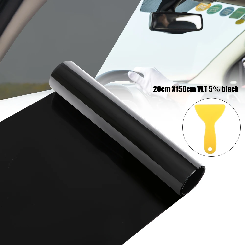 

Universal 20x150cm Black Sun Shade Visor Film Sticker Scraper for Car Windscreen Window Glass Anti-UV Protection Solar Film