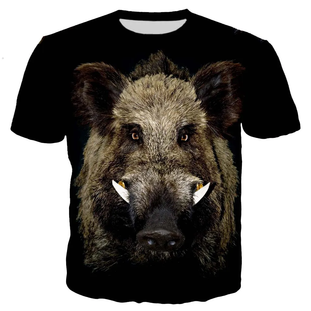 

Boar Men/Women New Fashion Cool 3d Printed T-Shirts Casual Style T-Shirts Street Hip Hop Alternative Clothing Animal Tops Xxs
