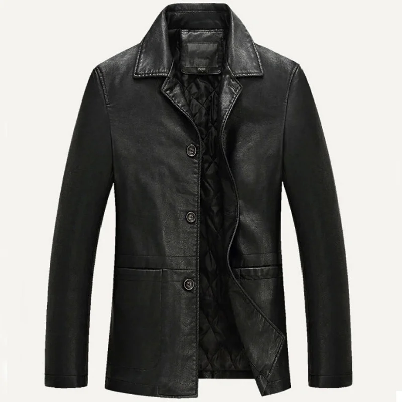 

Leather Jacket Men Soft PU Leather Jacket Male Business Casual Coats Man Jaqueta Masculinas Inverno Couro Large Size XXXL 4XL
