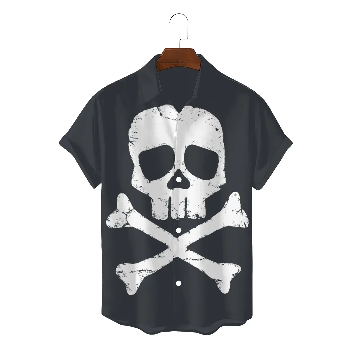 

Jolly Roger 2022 Man's Fashion Hawaii Shirts Cpatain Harlock Square Collar Short Sleeve Single breasted 3D Shirt Top Quality