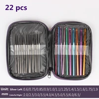 22pcs aluminum crochet hooks set with yarn knitting stainless steel needles sewing tools kits with case diy weave crafts kit set