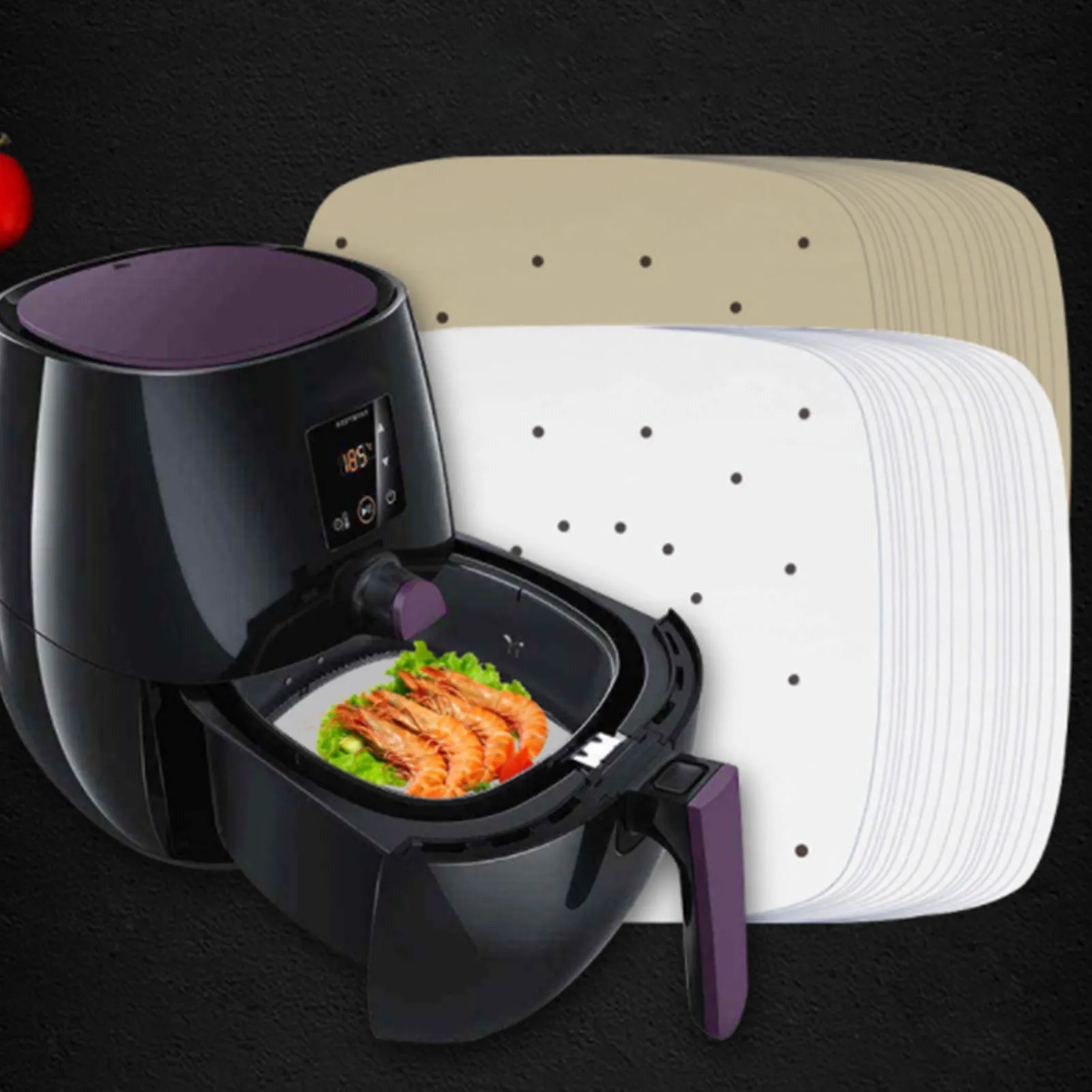 

Пергаментная бумага для выпечки, антипригарная перфорированная бумага для выпечки на пару, 200 листов, 10 дюймов, квадратная бумага для выпечк...