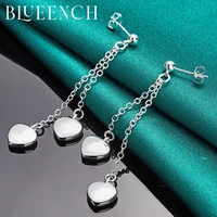 blueench 925 sterling silver tassel heart peach drop earrings for woman engagement wedding party romantic fashion jewelry