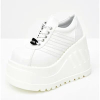 2022 new white gothic style leather shoes raise the bottom lace up casual punk personality lolita shoes subculture